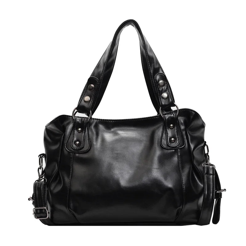 Retro Vegan Leather Tote Bag