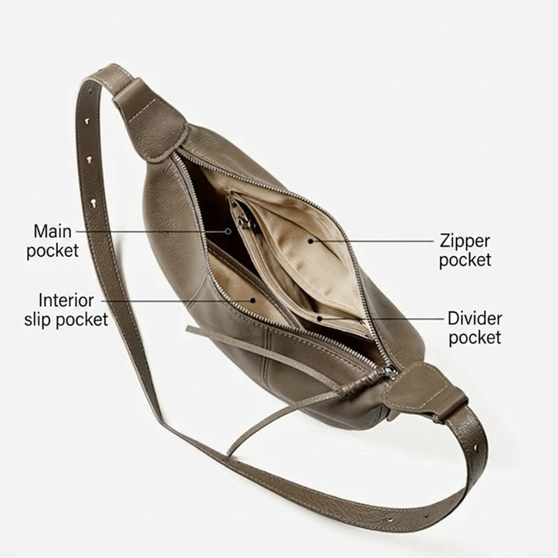 Half Moon Leather Hobo Bag