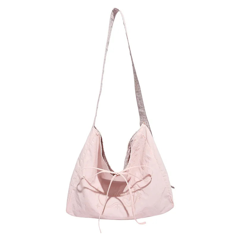 Plaid Nylon Hobo Tote