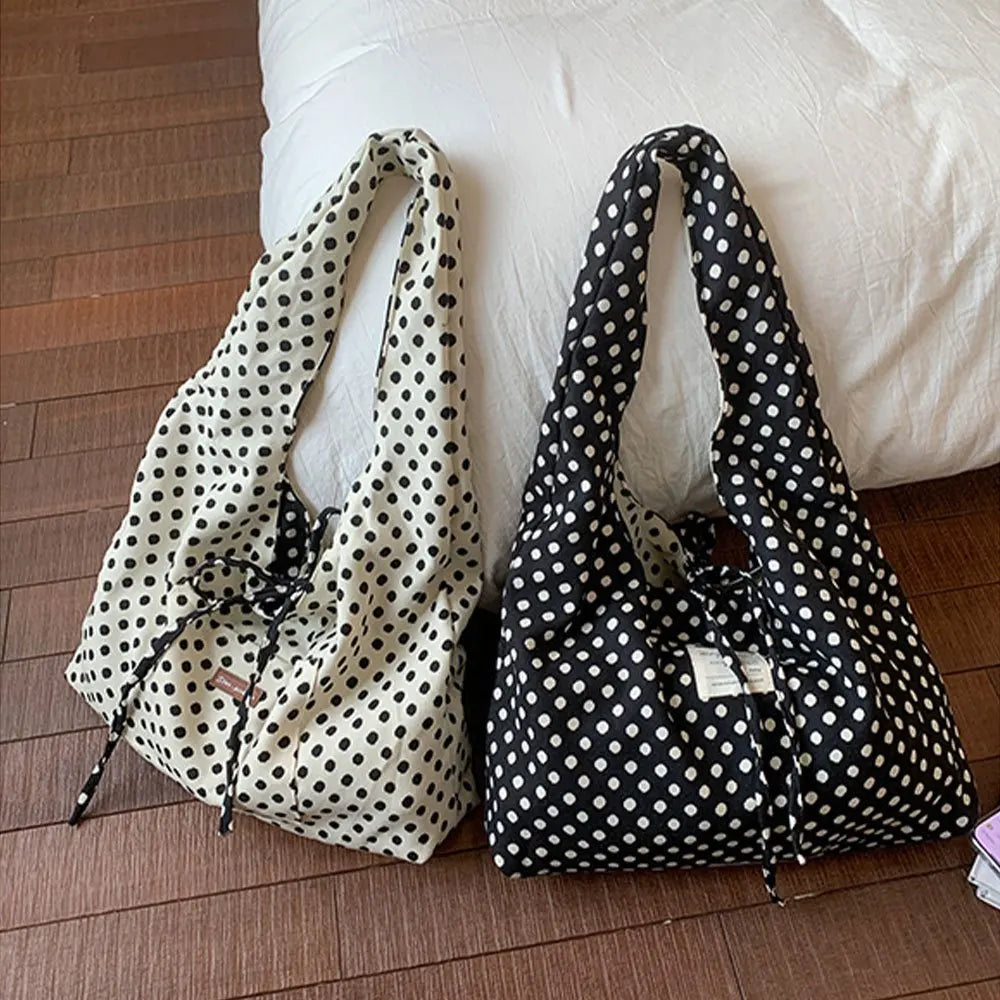 Polka Dot Double-Sided Hobo Bag
