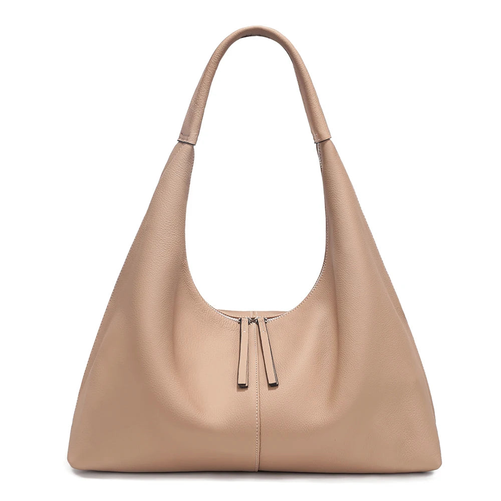 Large Genuine Leather Hobo Tote