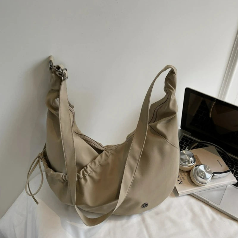 Crinkled Nylon Hobo Bag