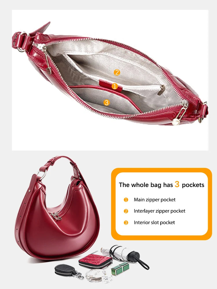 Cowhide Leather Top Handle Hobo
