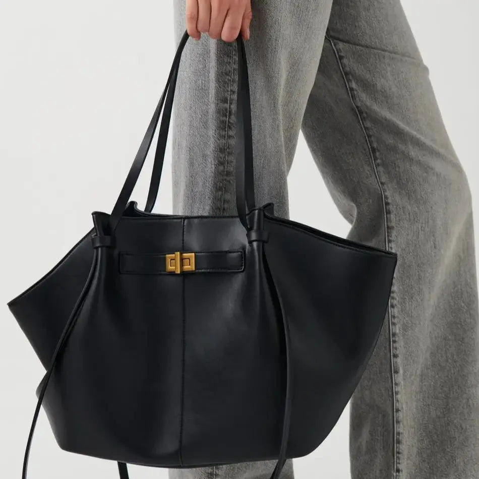 Trapeze Lock Tote Handbag