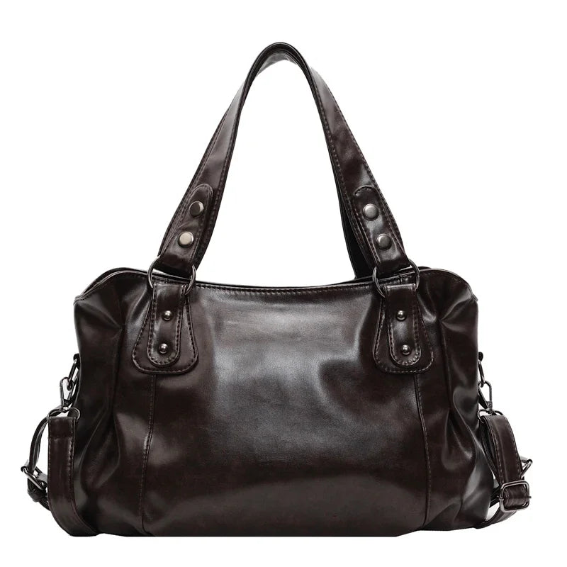 Retro Vegan Leather Tote Bag